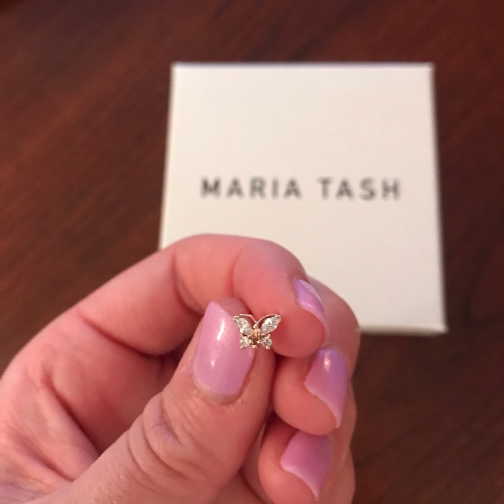NEW Maria Tash Rose Gold CZ Marquise Butterfly